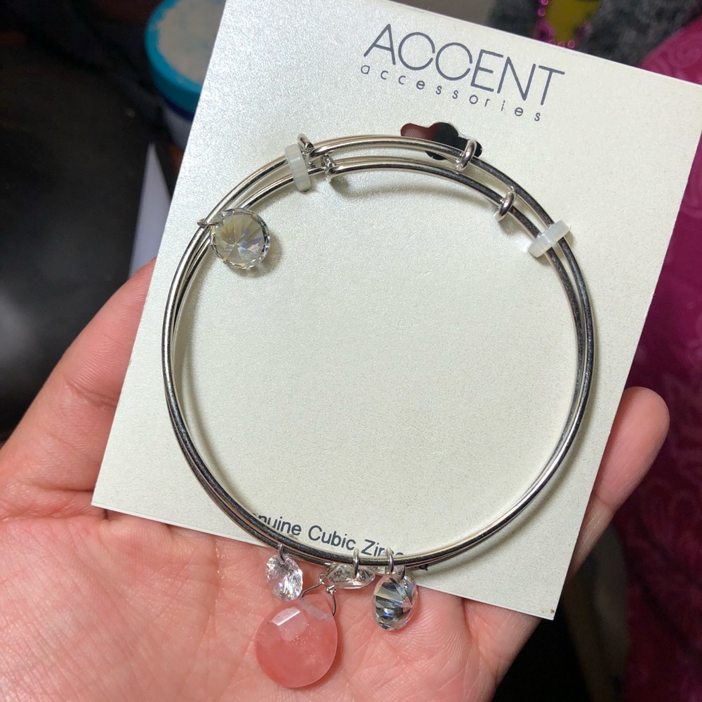ACCENT Cubic Zirconia Silver Bangle